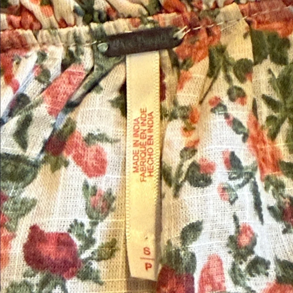 Free People Meant To Be floral puff sleeve blouse SZ S